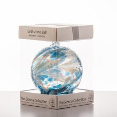 Sienna Glass 10cm Hand Blown Birth Stone Ball  December-Turquoise