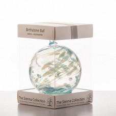 Sienna Glass 10cm Hand Blown Birth Stone Ball  for March - Aquamarine
